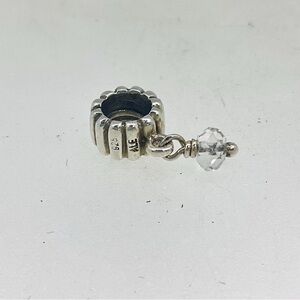 Pandora .925 Sterling Silver April Quartz Dangle Charm Birthstone Charm vintage